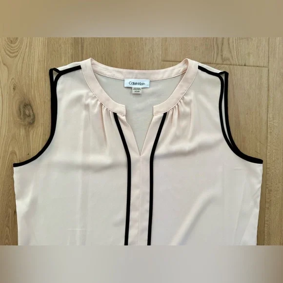 Calvin Klein Blush Pink & Black Sleeveless Top Size S - Picture 2 of 4